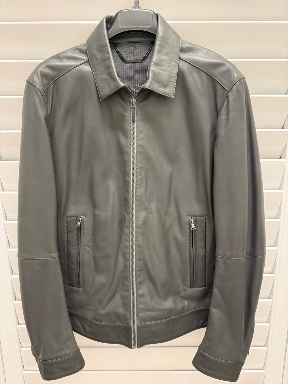 Eli Tahiri Leather Motorcycle Jacket Size M Gray